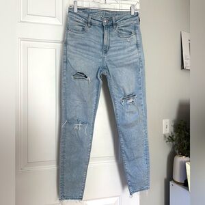 American Eagle Outfitters Light Blue Ripped Skinny Jeans